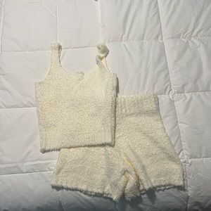 SKIMS cozy tank and shorts in bone